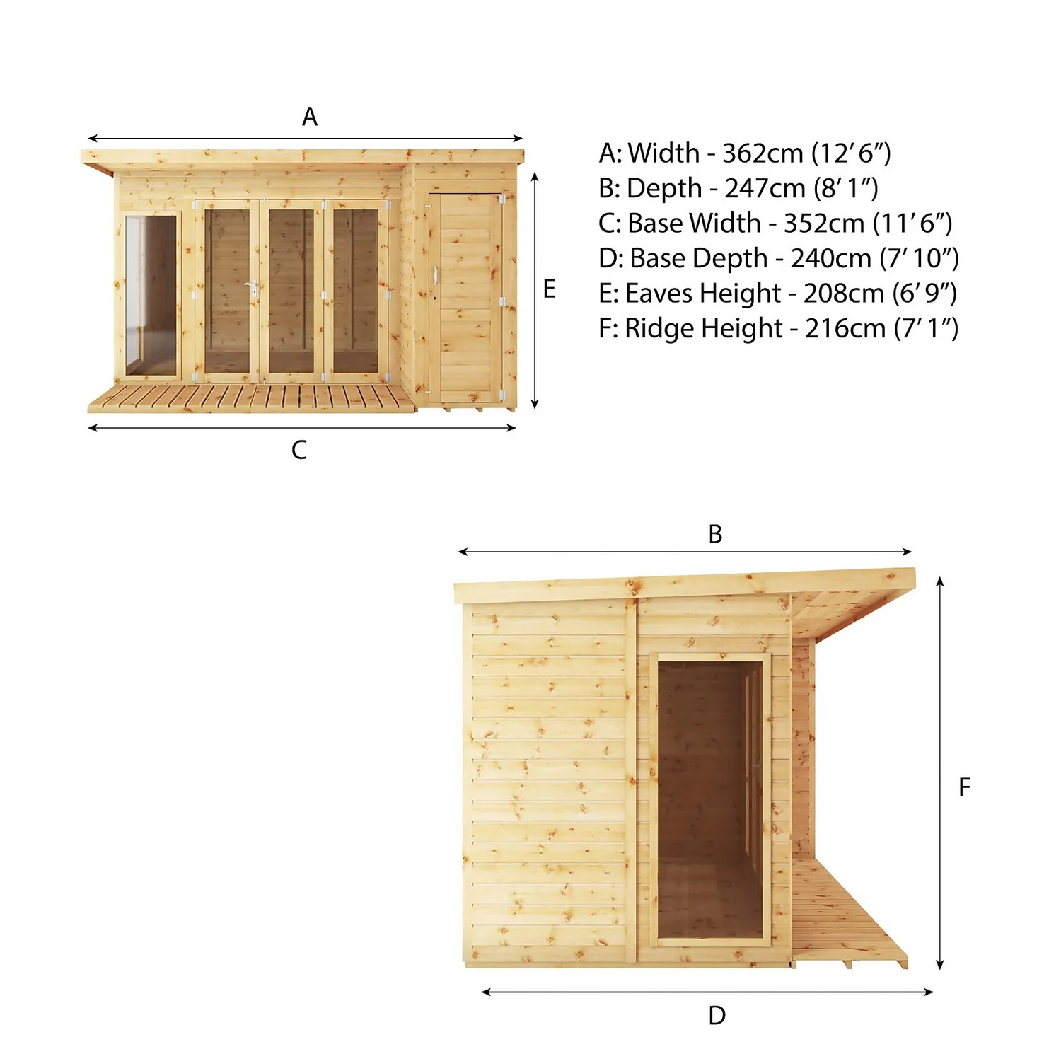 Mercia 12 X 8ft Garden Room With Side Shed - Image 10