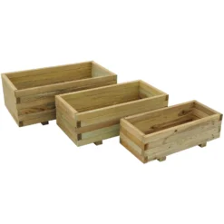 Forest Garden Wooden Durham Rectangular Planter (Set Of 3)