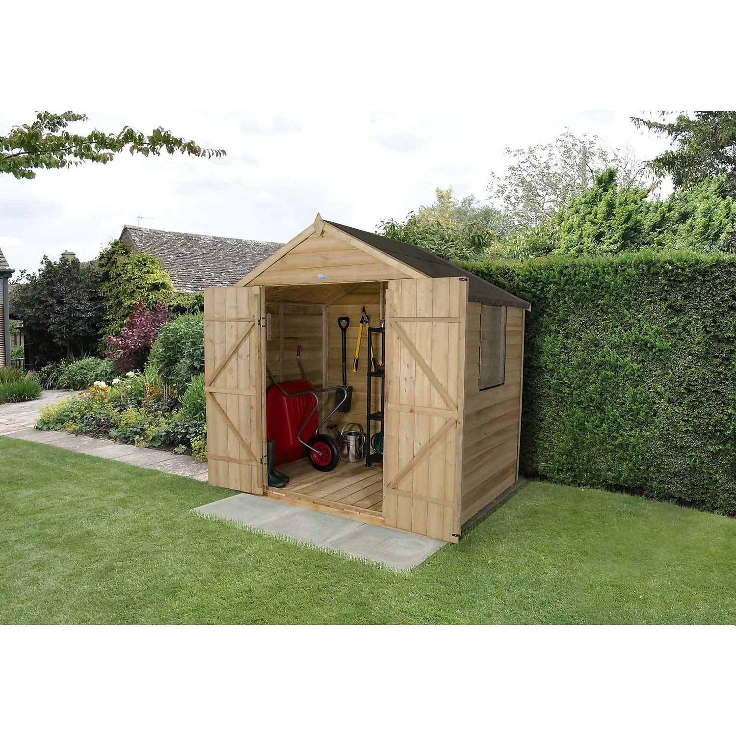 7x5ft Forest Wooden Overlap Pressure Treated Apex Shed -incl. Installation - Image 2