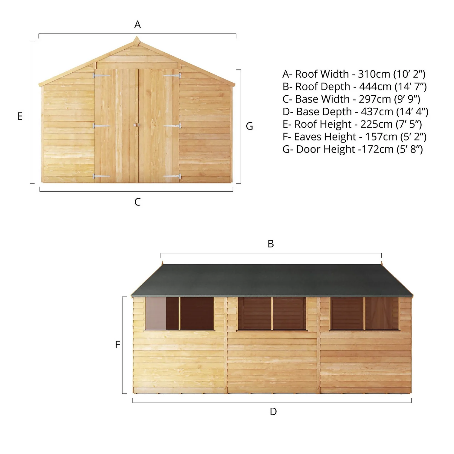 Mercia 15 X 10ft Overlap Apex Wooden Shed - Image 9
