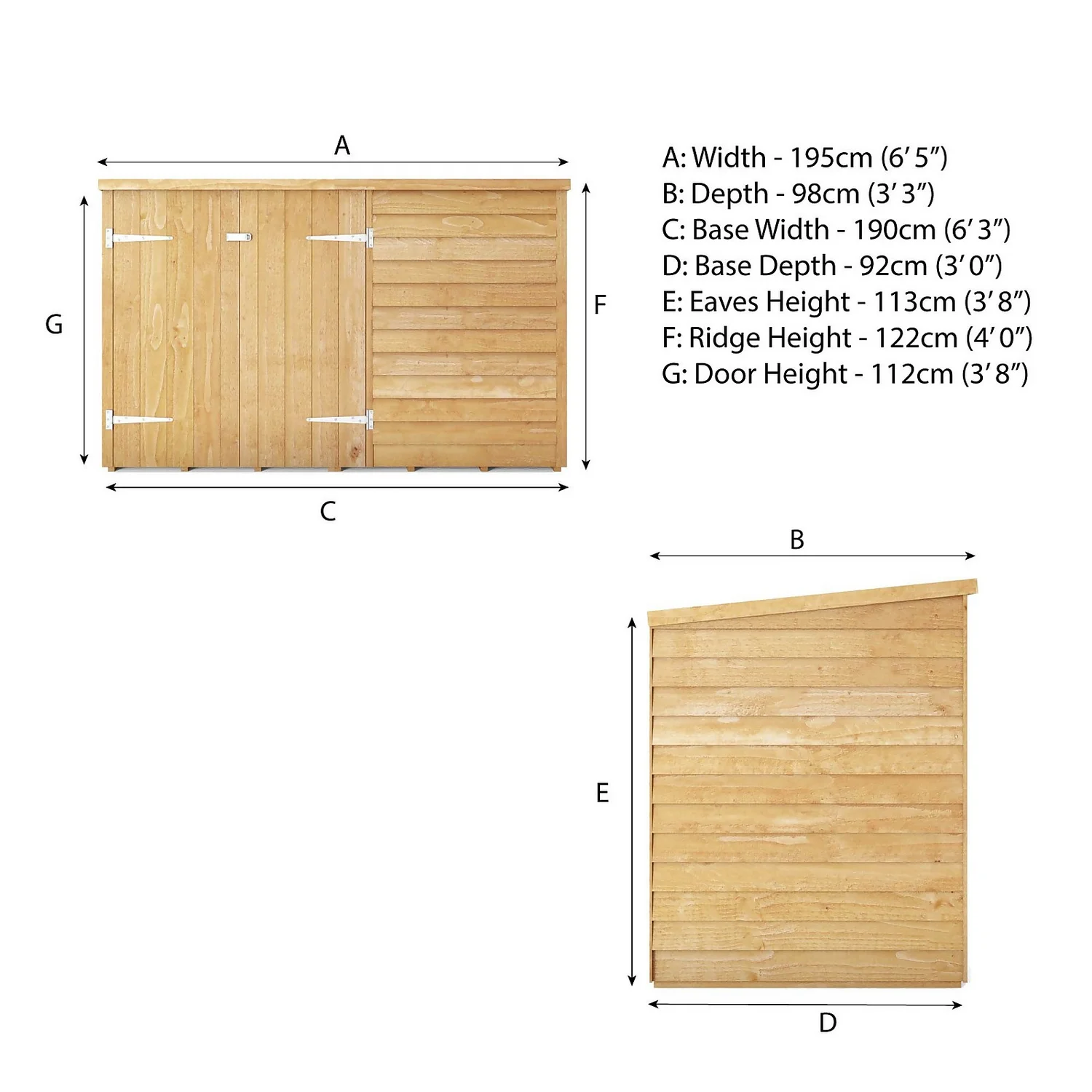 Mercia 6 X 3ft Overlap Pent Bike Shed - Image 10