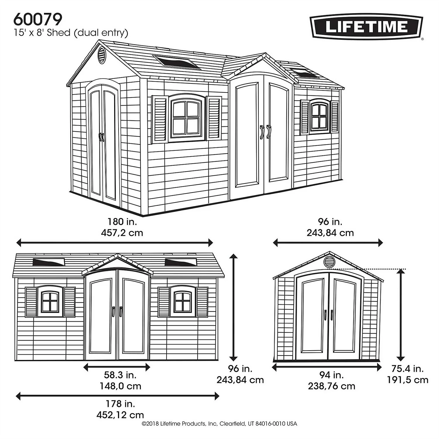Lifetime 15 X 8ft Outdoor Storage Shed - Image 6