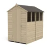 Forest 6 X 4ft Overlap Pressure Treated Apex Shed- 4 Window- Incl. Installation