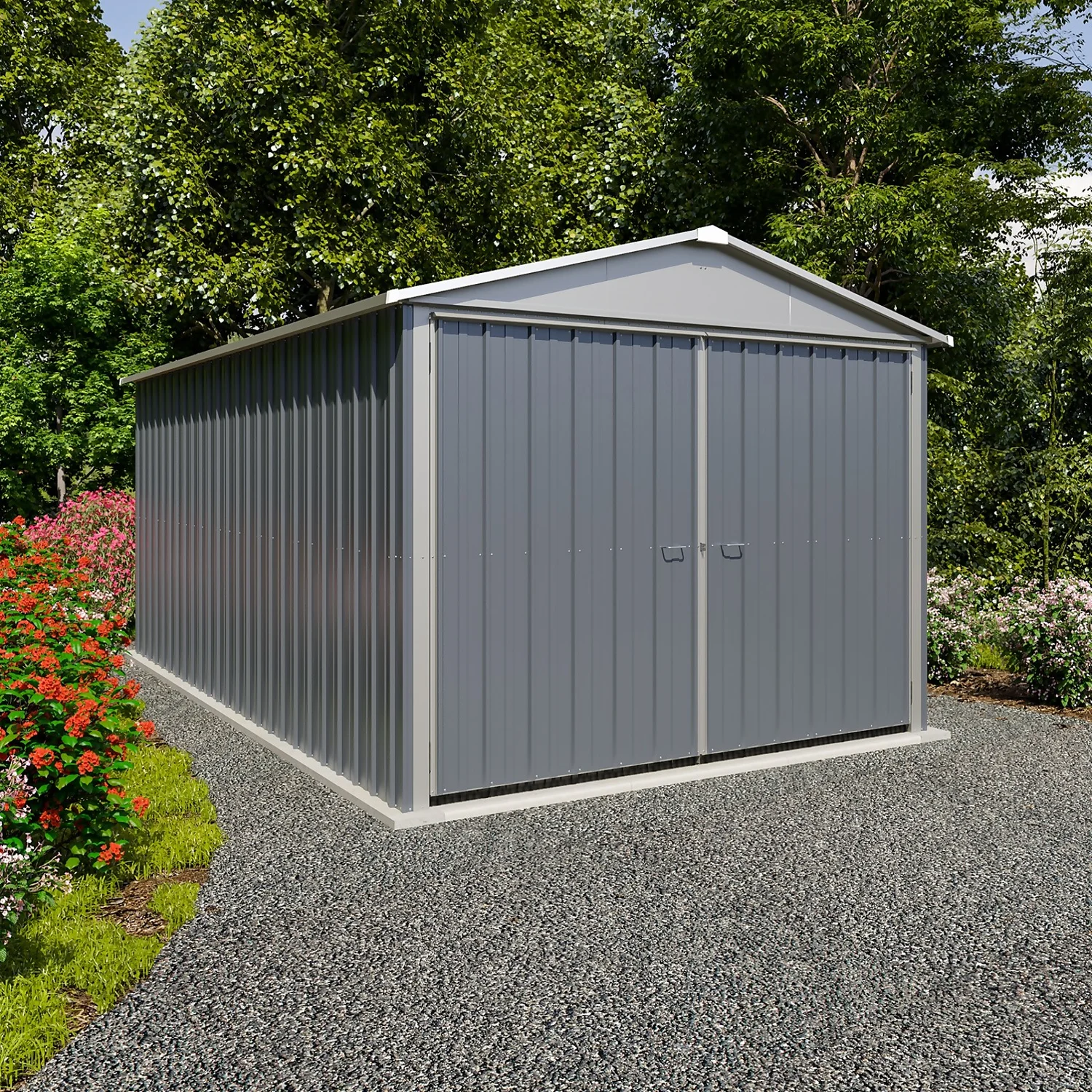 Yardmaster 10x17ft Metal Garage Workshop - Anthracite Grey - Image 2