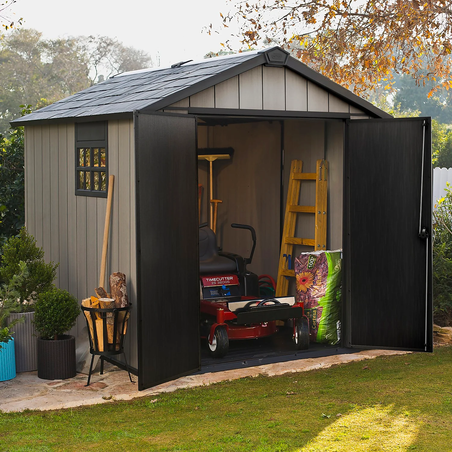 Keter Oakland 7.5 X 9ft Outdoor Garden Apex Storage Shed - Grey - Image 2