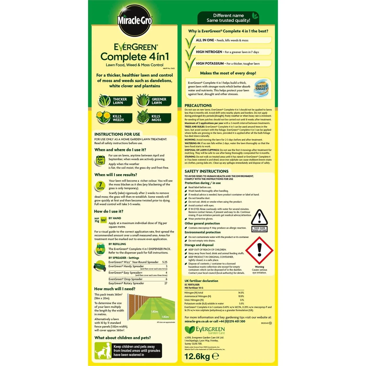 Miracle-Gro EverGreen Complete 4-in-1 Lawn Food, Weed & Moss Killer - 360m2 - Image 2
