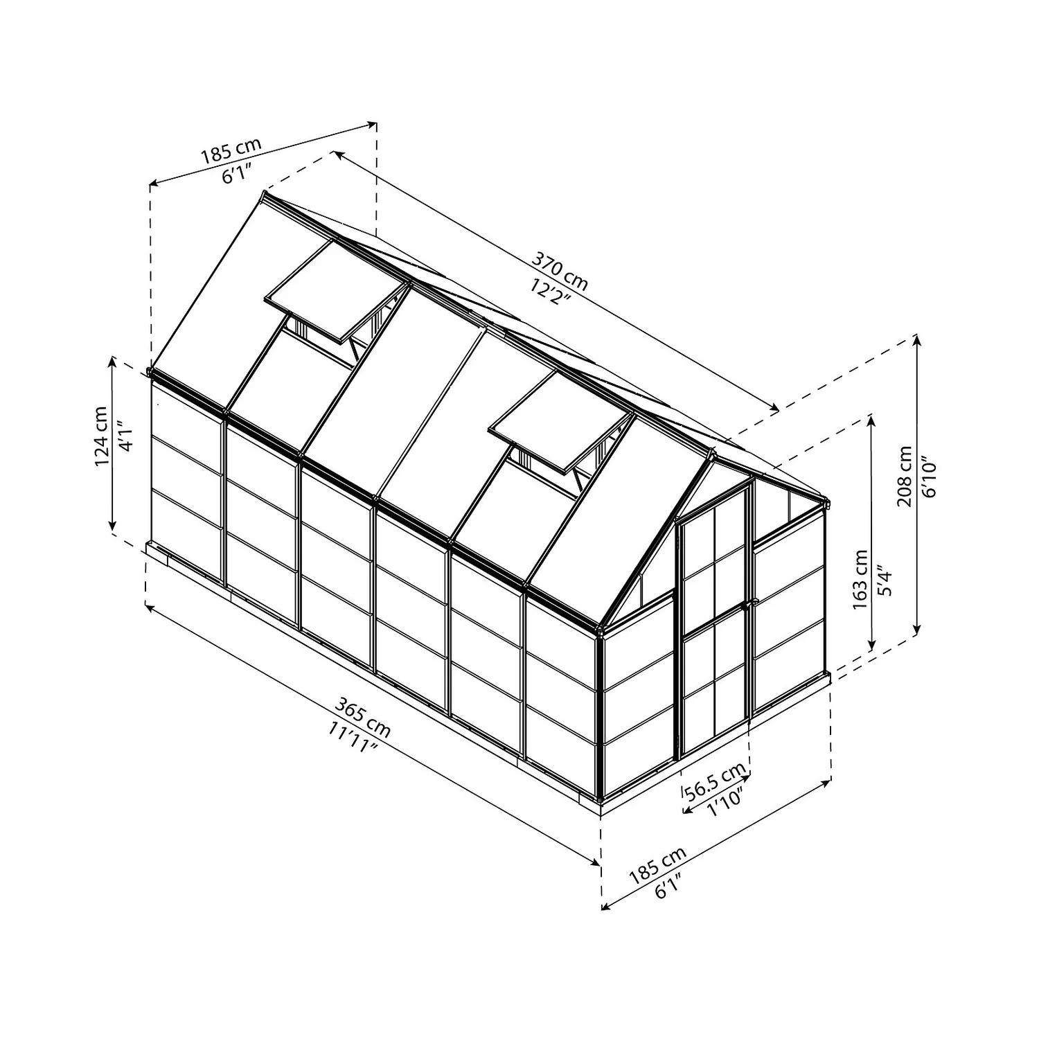 Palram Canopia Hybrid 6 X 12ft Silver Greenhouse - Image 5
