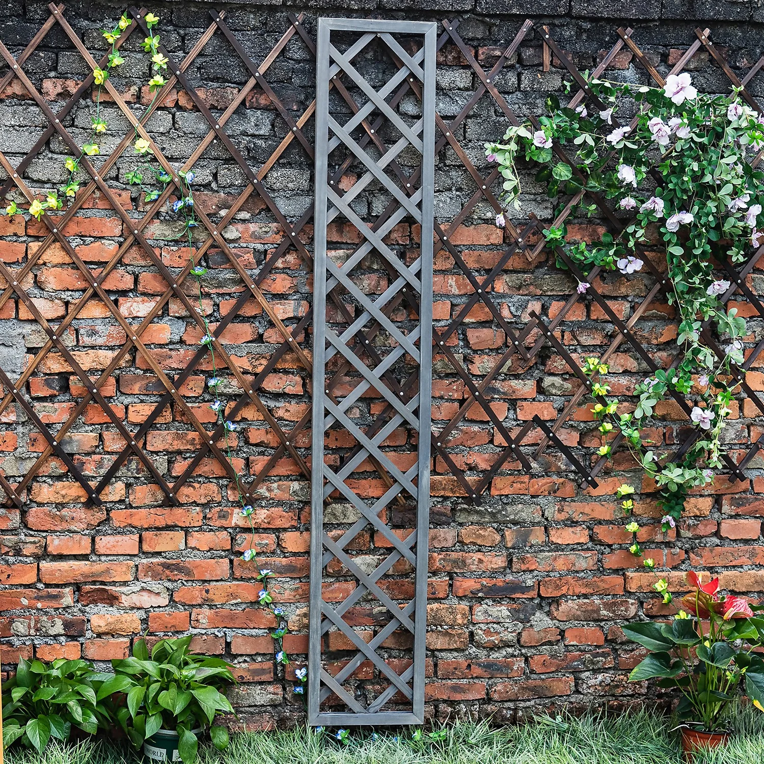 1.8m X 30cm Wooden Trellis Panel - Grey - Image 3