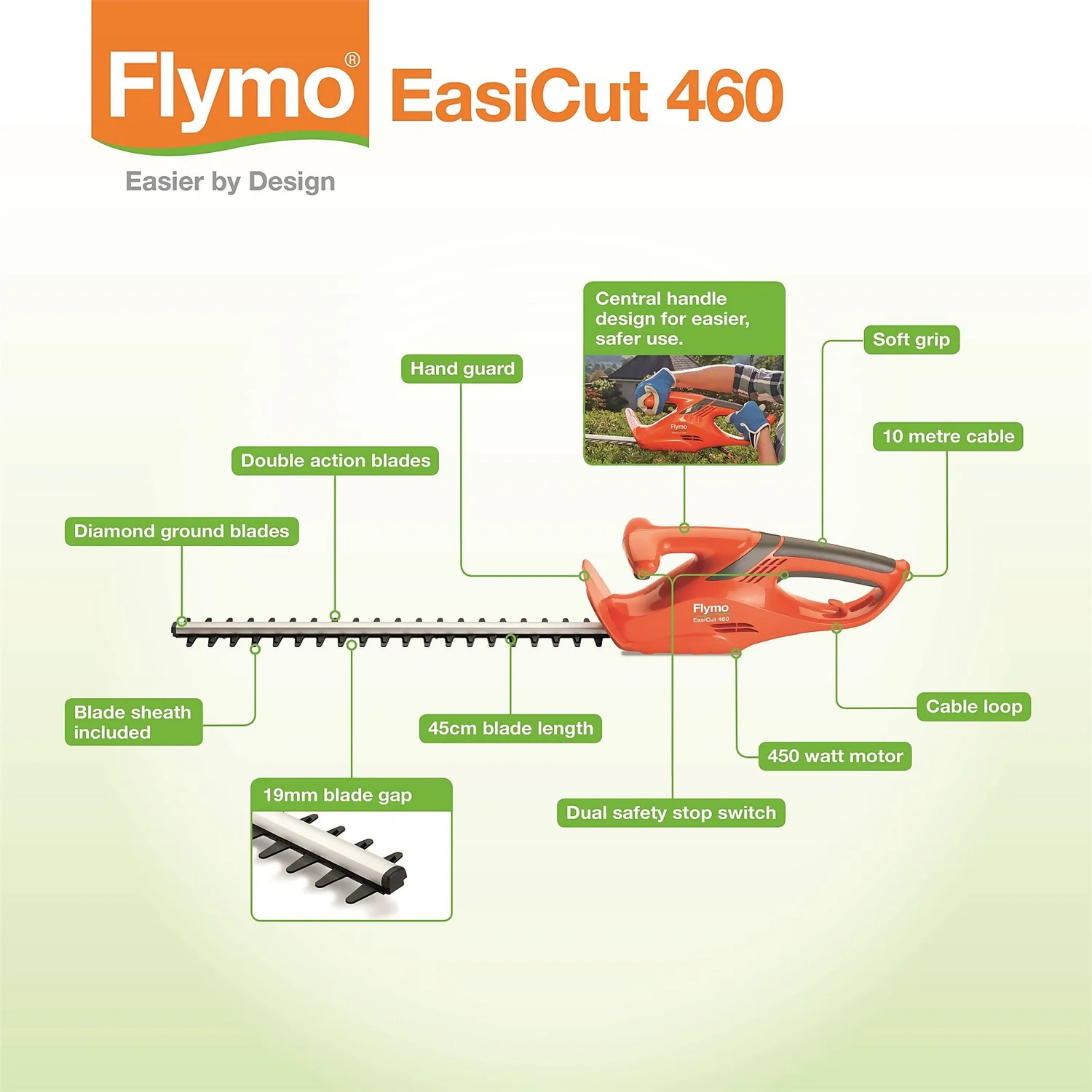 Flymo Easicut 460 Electric Hedge Trimmer - 45cm - Image 6