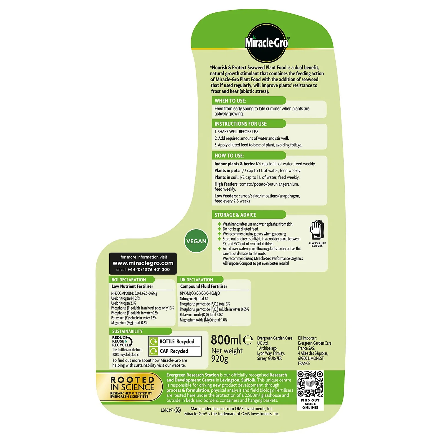 Miracle-Gro® 2 In 1 Nourish & Protect Seaweed Plant Food 800ml - Image 2