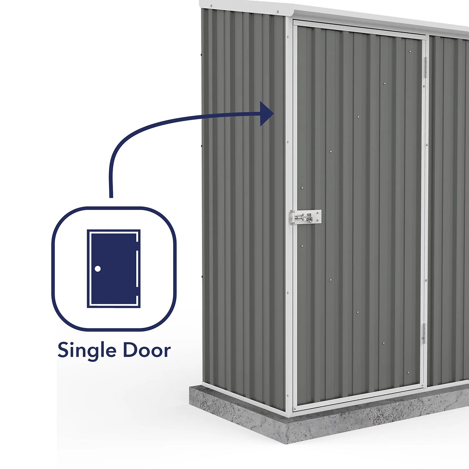 Absco 5 X 3ft Space Saver Metal Pent Shed - Grey - Image 5