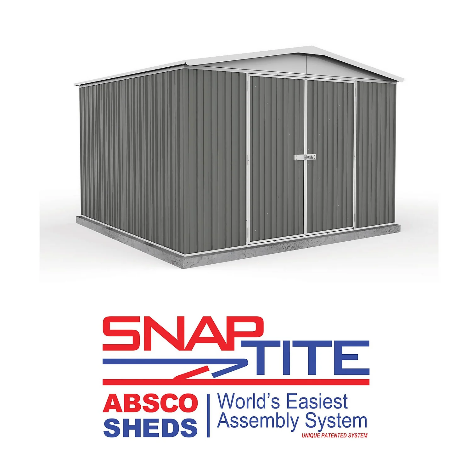 Absco 10 X 10ft Regent Metal Apex Shed - Grey - Image 2
