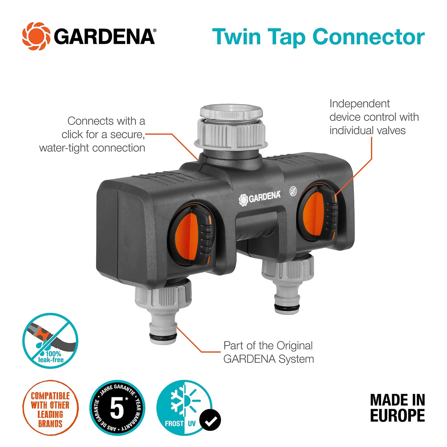 GARDENA Twin-Tap Hose Pipe Connector - Image 5
