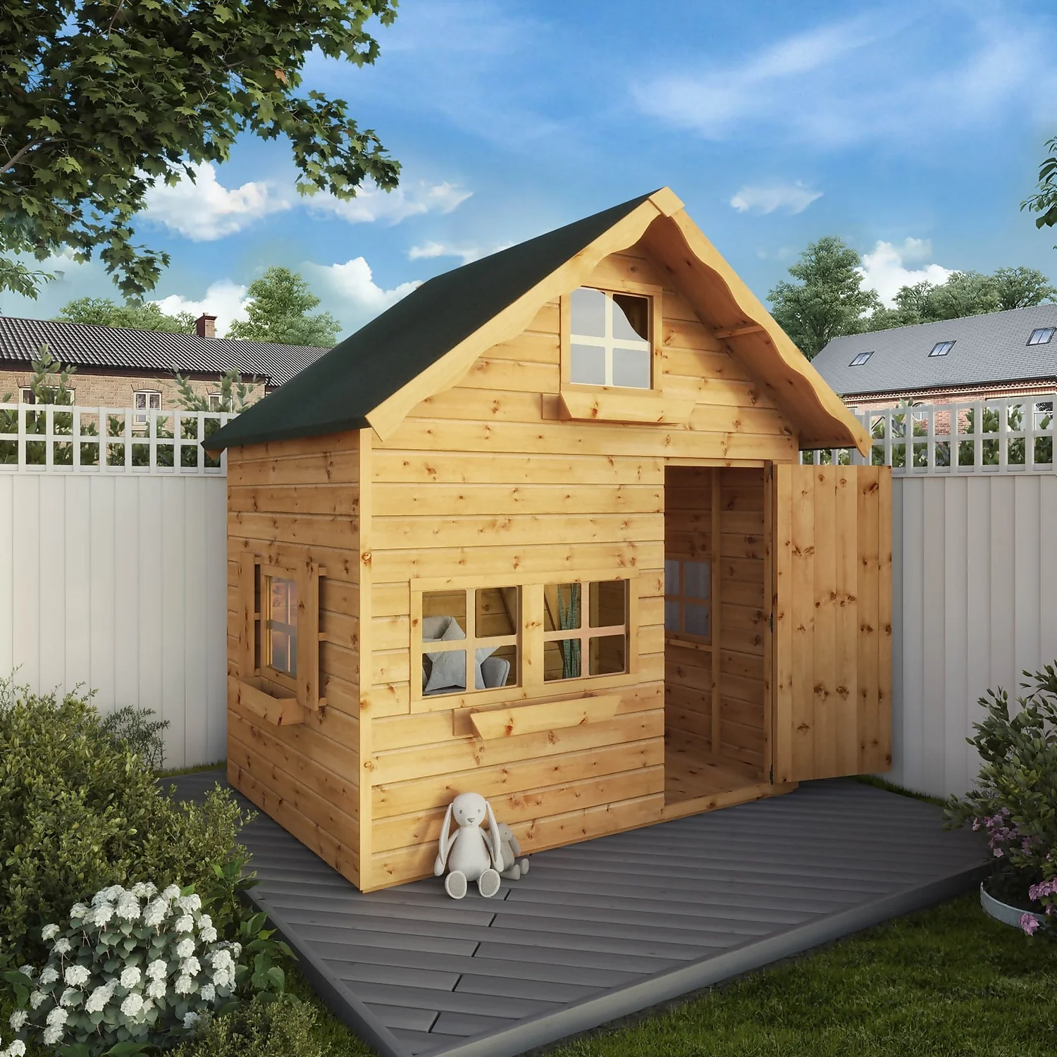 Mercia 7ft X 5ft Swiss Cottage Double Storey Playhouse - Installation Included - Image 2