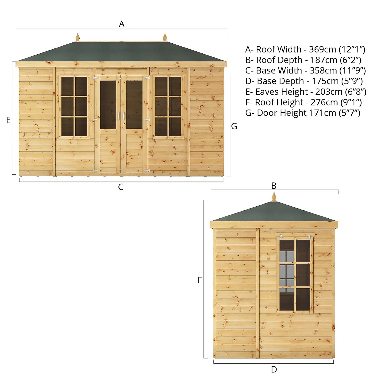 Mercia 12ft X 6ft Premium Clover Summerhouse - Image 5