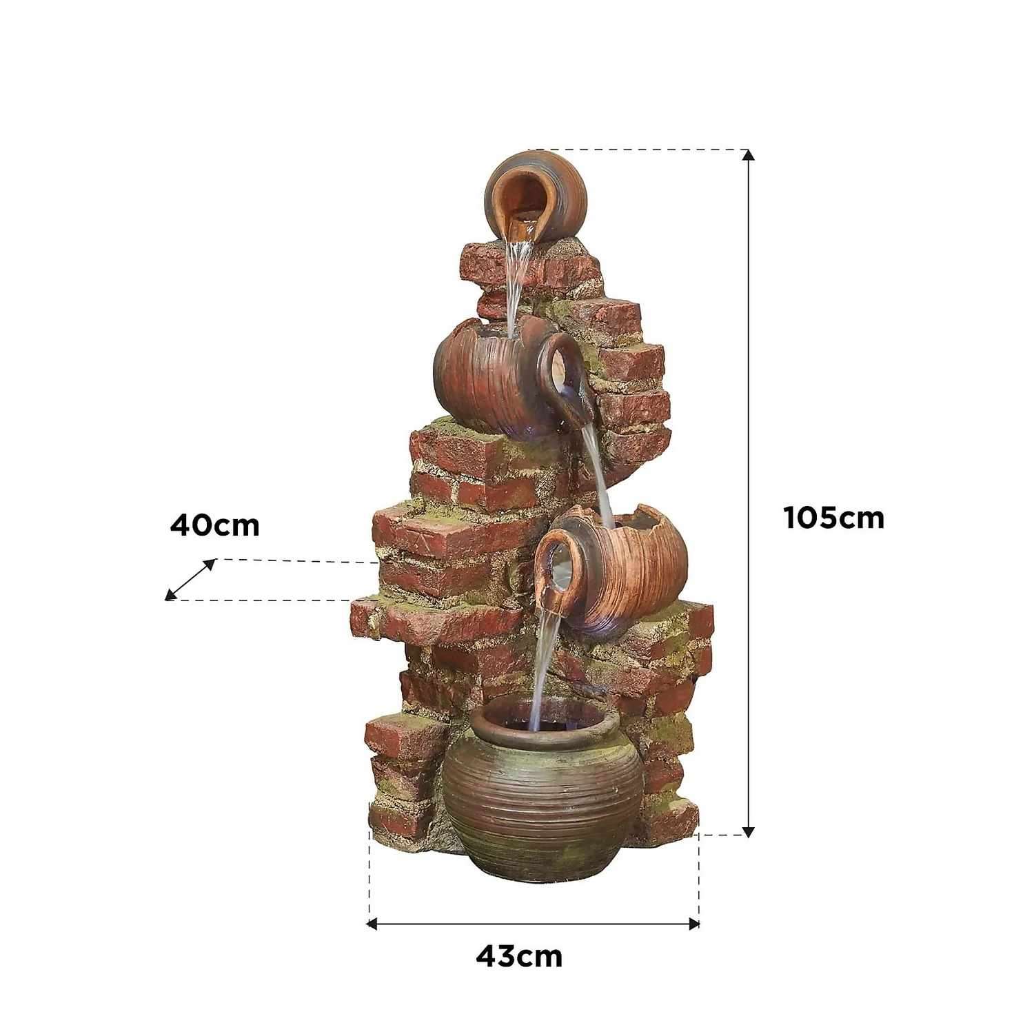 Stylish Fountain Flowing Jugs Water Feature With LEDs - Image 3