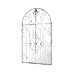 MirrorOutlet Metal Arched Decorative Window Opening Garden Mirror - 102x61cm