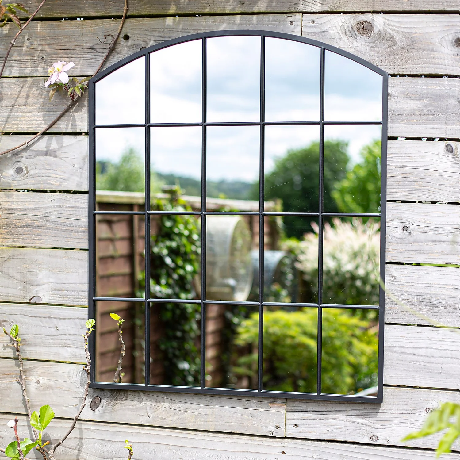 Black Industrial Arch Garden Mirror - Image 2