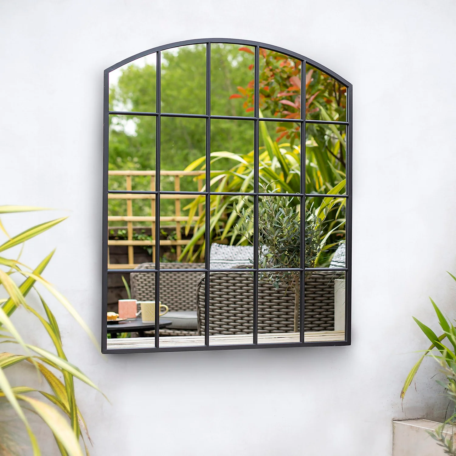 Black Industrial Arch Garden Mirror - Image 3