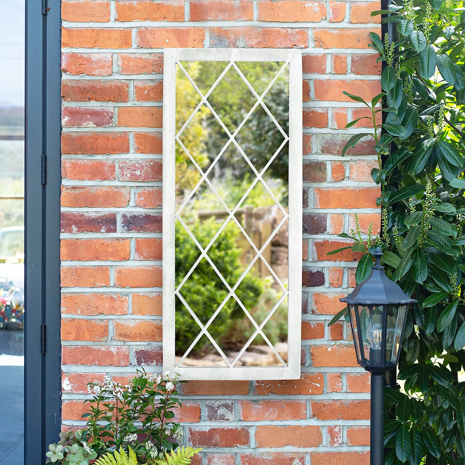 Lattice Stone Effect Garden Mirror - Image 2